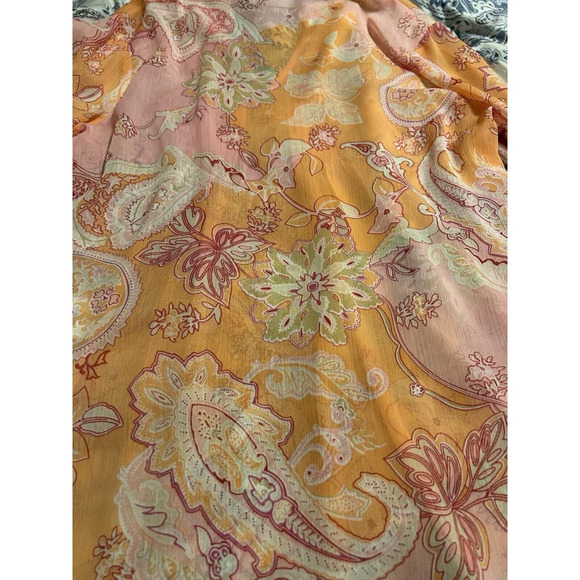 Susan‎ Graver Tunic Blouse Women Size XXS Pink Sheer Paisley Chiffon Peasant - Picture 10 of 10